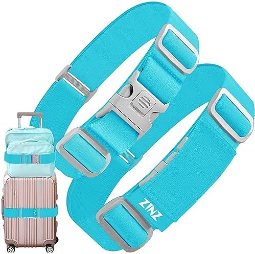 2 PCS High Elastic Suitcase Belt Luggage Straps with Anti-Pinch Buckles